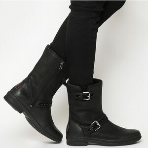 Ugg Australia Jenise Black Waterproof Leather Boots Size 7 EU 38